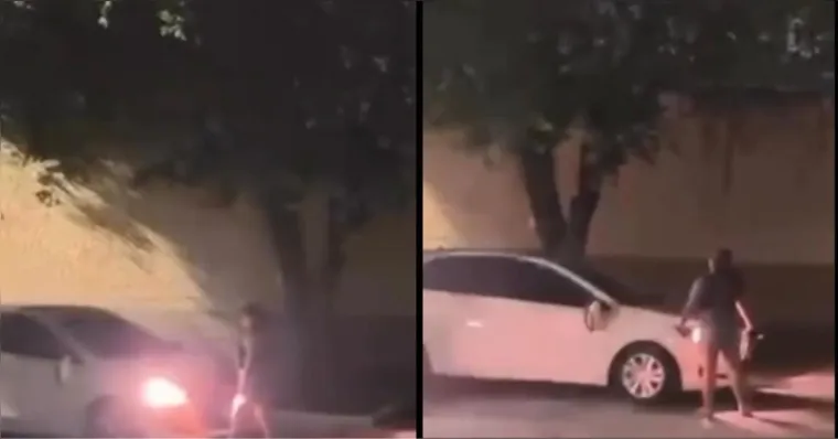 Esposa destrói carro do marido com capacete após suposta traição, em Belém