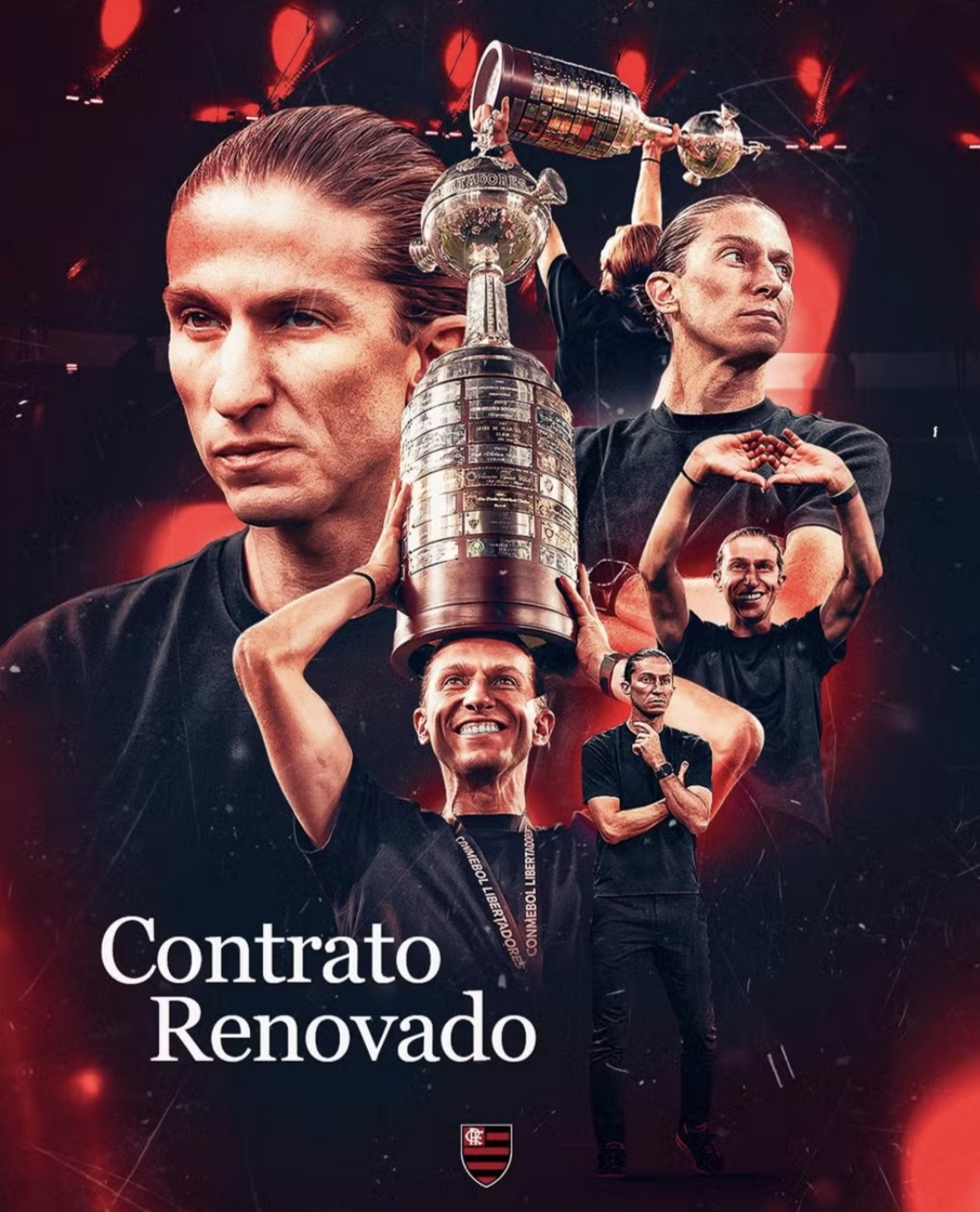 Flamengo anuncia renovação do técnico Filipe Luís.